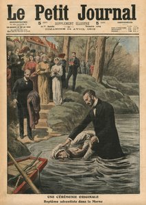 An unusual ceremony, an Adventist baptism in La Marne, illustration from 